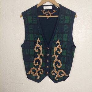 Portraits by Northern Isles Vest Women’s Large Blue Hand Embroidered Sweater